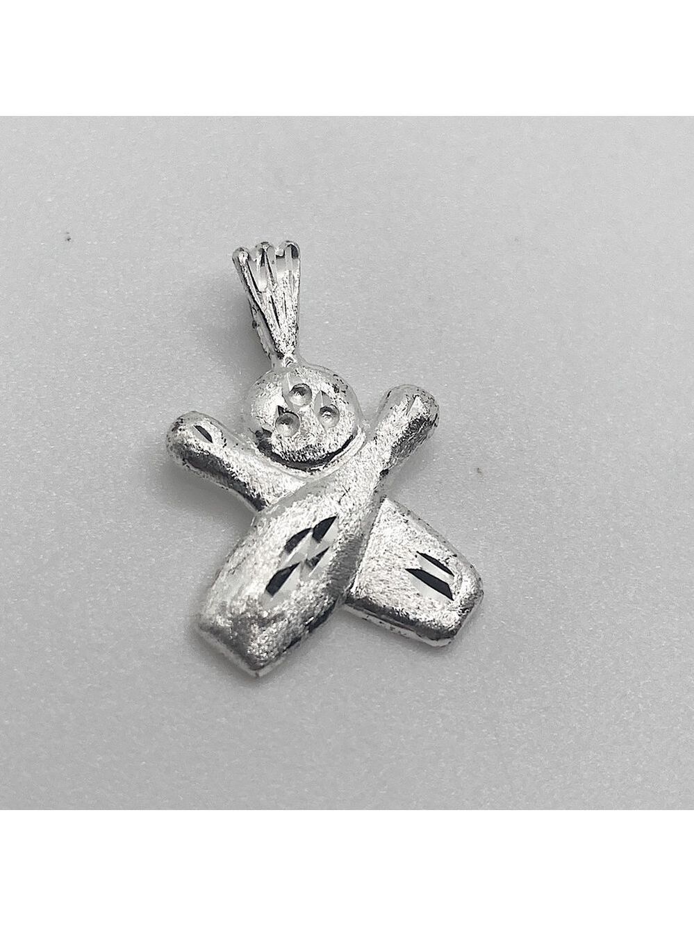 Vtg Sterling Bowling Ball & Pins Sandblasted Texture Diamond Cut Pendant / .9”
